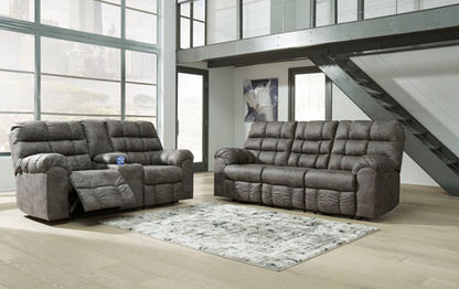 Derwin Concrete Reclining Sofa and Loveseat Set