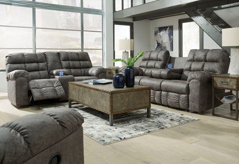 Derwin Concrete Reclining Loveseat with Console