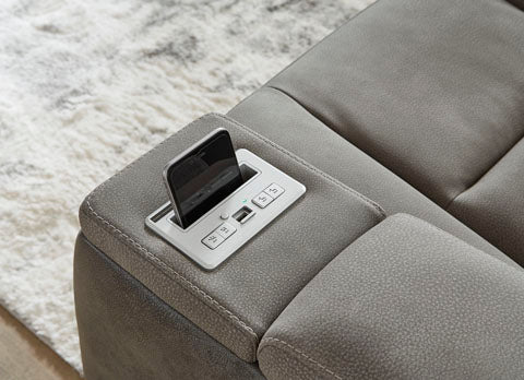 Next-Gen DuraPella Slate Power Reclining Loveseat with Console