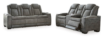 Next-Gen DuraPella Slate Power Reclining Sofa & Loveseat Set