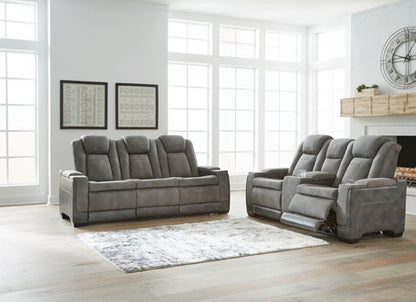 Next-Gen DuraPella Slate Power Reclining Sofa & Loveseat Set