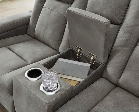 Next-Gen DuraPella Slate Power Reclining Loveseat with Console