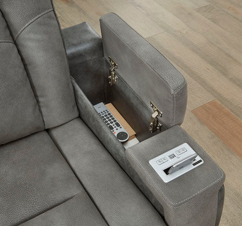 Next-Gen DuraPella Slate Power Reclining Loveseat with Console