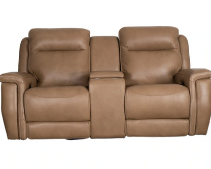 Fischer Saddle Leather Power Reclining Loveseat by Leather Italia USA