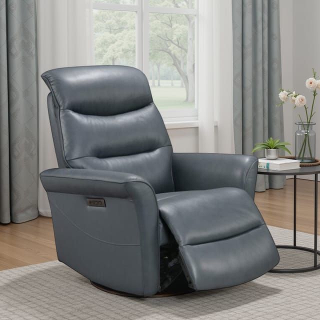 Leather Italia™ Cambria Hollister Blue Power Swivel Glider Recliner