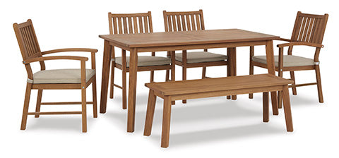 Janiyah Light Brown 6-pc Outdoor Dining Set