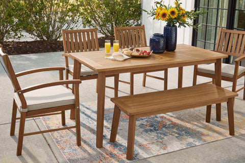 Janiyah Light Brown 6-pc Outdoor Dining Set