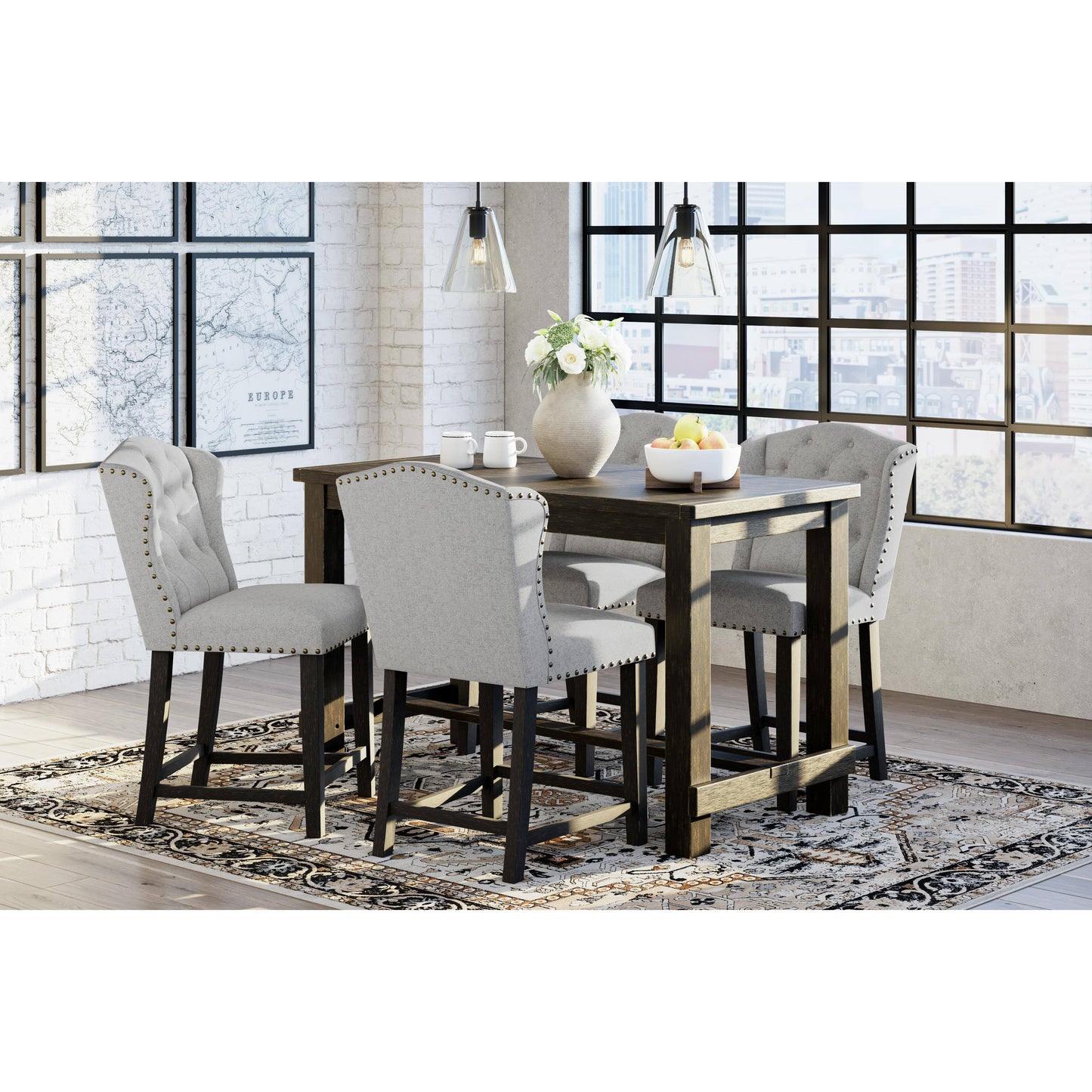 Jeanette Counter Height Table and 4 Chairs