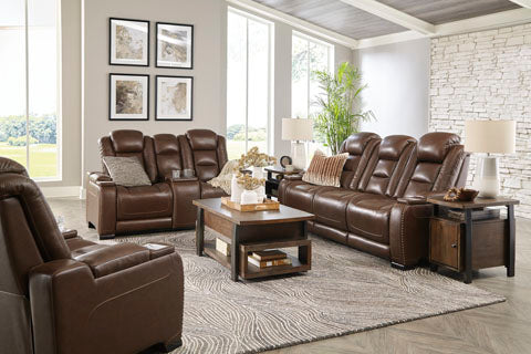 The Man-Den Brown Sofa and Loveseat Set