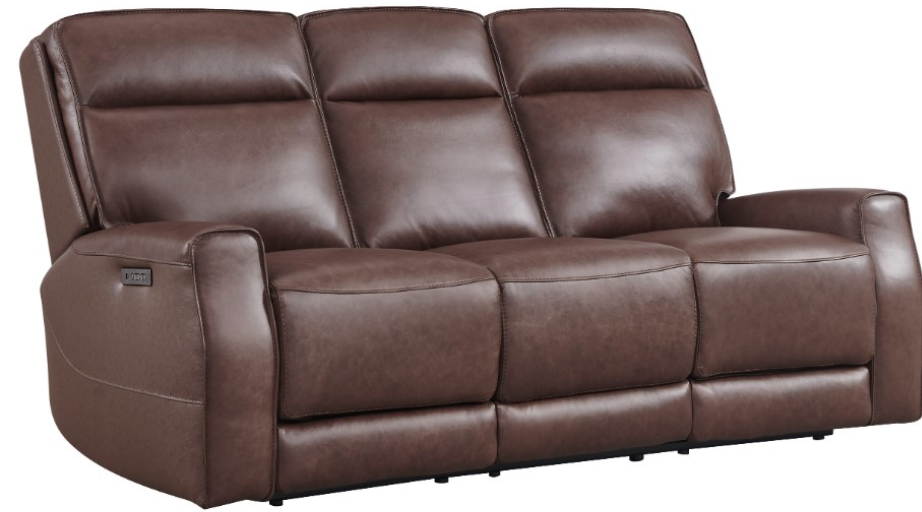 Sydney Brown Leather Dual Power Reclining Sofa and Loveseat Set