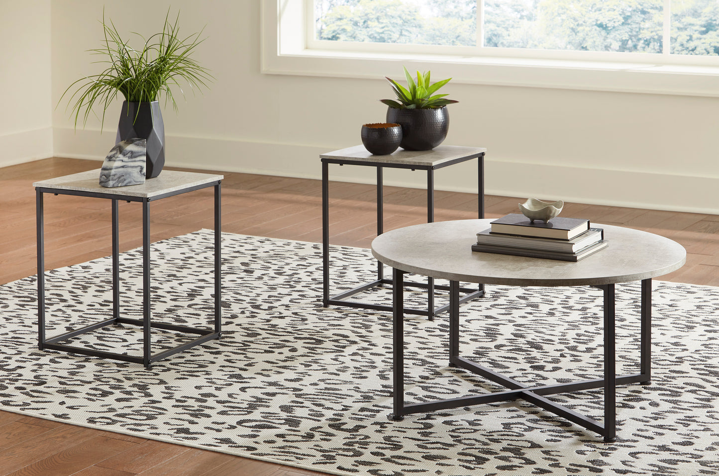 Lazabon Light Grey Occasional Coffee and End Tables Set