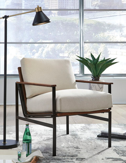 Tilde Ivory and Brown Accent Chair