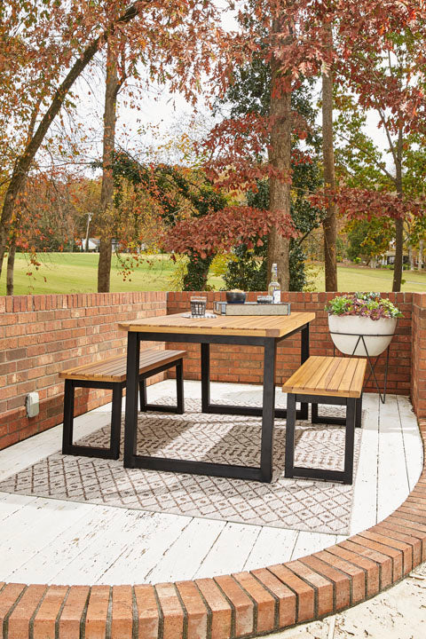 Town Wood 3-pc Outdoor Dining Table Set