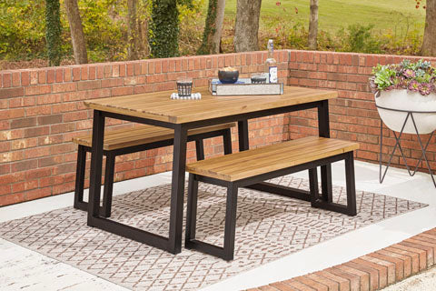 Town Wood 3-pc Outdoor Dining Table Set