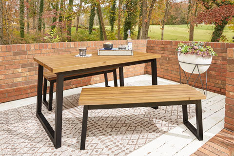 Town Wood 3-pc Outdoor Dining Table Set