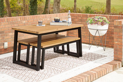 Town Wood 3-pc Outdoor Dining Table Set