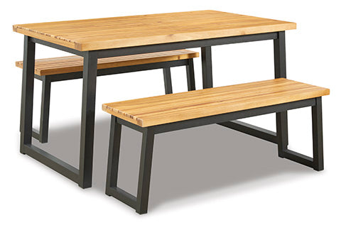 Town Wood 3-pc Outdoor Dining Table Set