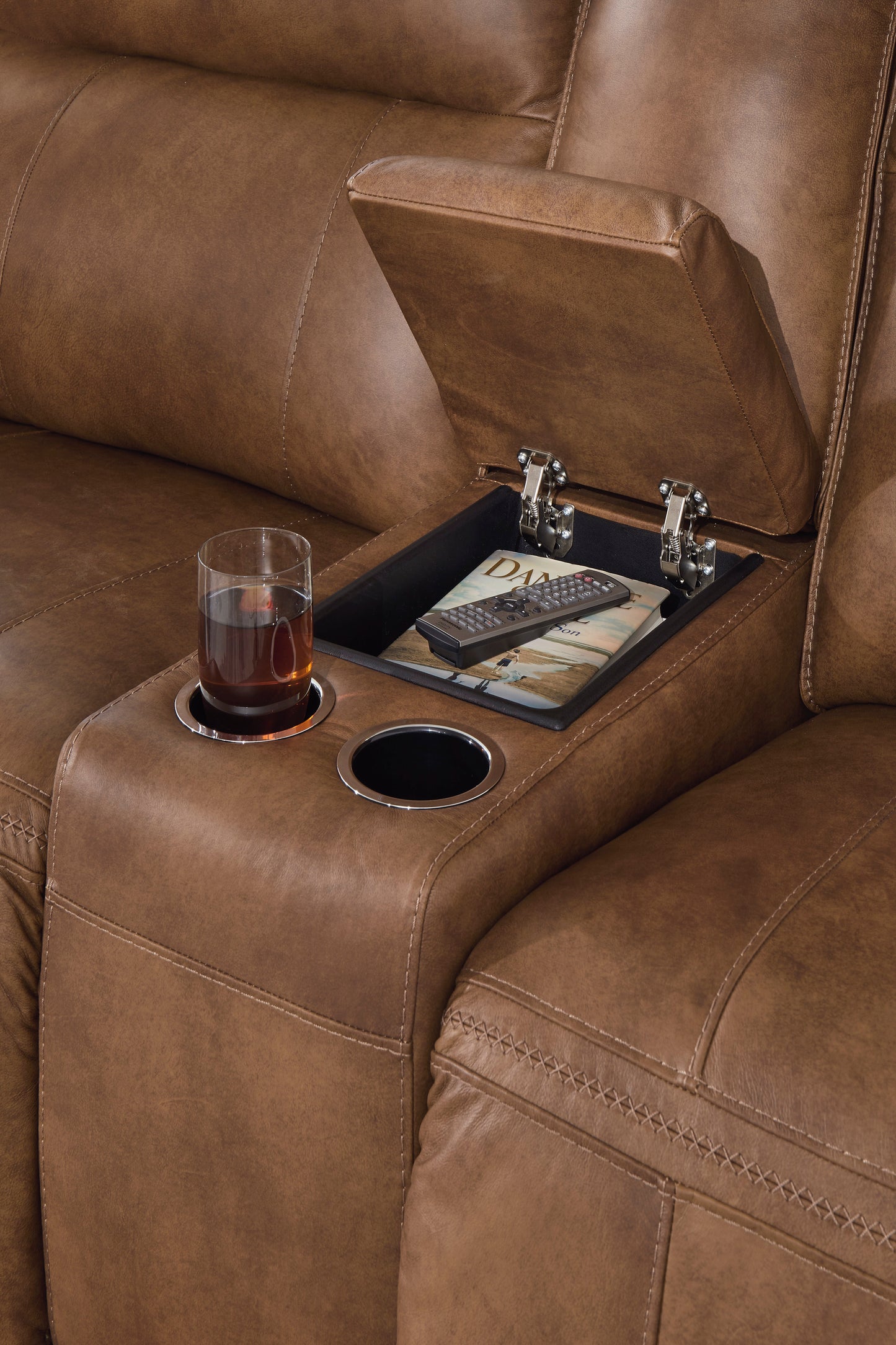 Game-Plan All American Top Grain Leather Power Reclining Loveseat