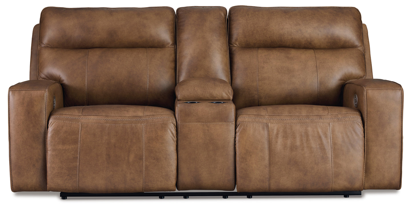 Game-Plan All American Top Grain Leather Power Reclining Loveseat