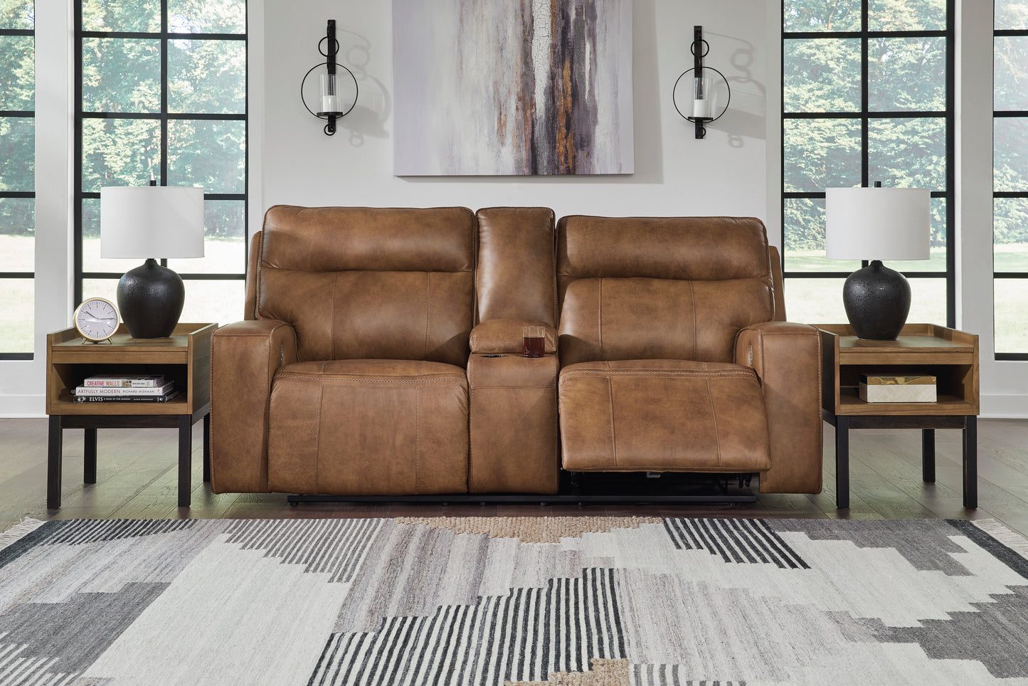 Game-Plan All American Top Grain Leather Power Reclining Loveseat