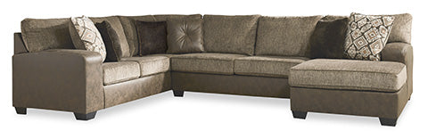 Abalone Chocolate 3-Piece Sectional with Chaise