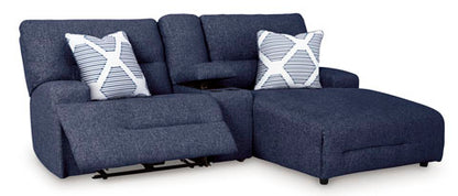 Acklen Place Navy 3-Piece Power Reclining Sectional Sofa with Chaise and Console