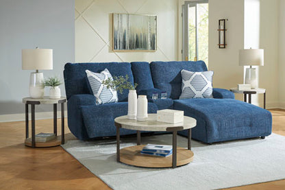 Acklen Place Navy 3-Piece Power Reclining Sectional Sofa with Chaise and Console
