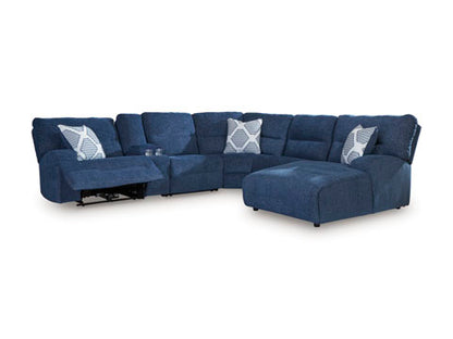Acklen Place Navy 6-Piece Power Reclining Sectional with Chaise