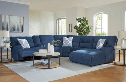 Acklen Place Navy 6-Piece Power Reclining Sectional with Chaise