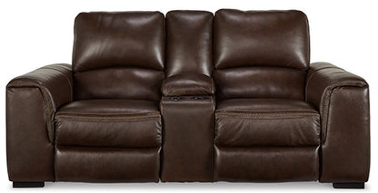 Alessandro Garnet Power Reclining Loveseat with Console