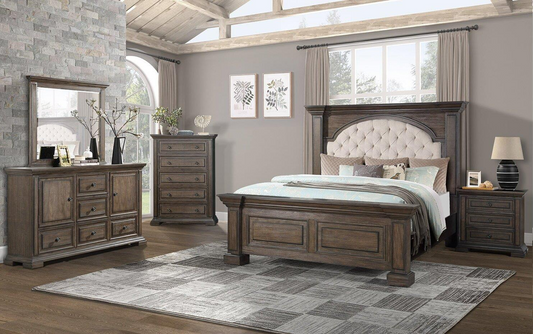 Amelio Brown Upholstered Bedroom Set