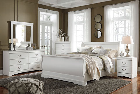 Anarasia Pure White Sleigh Bedroom Set