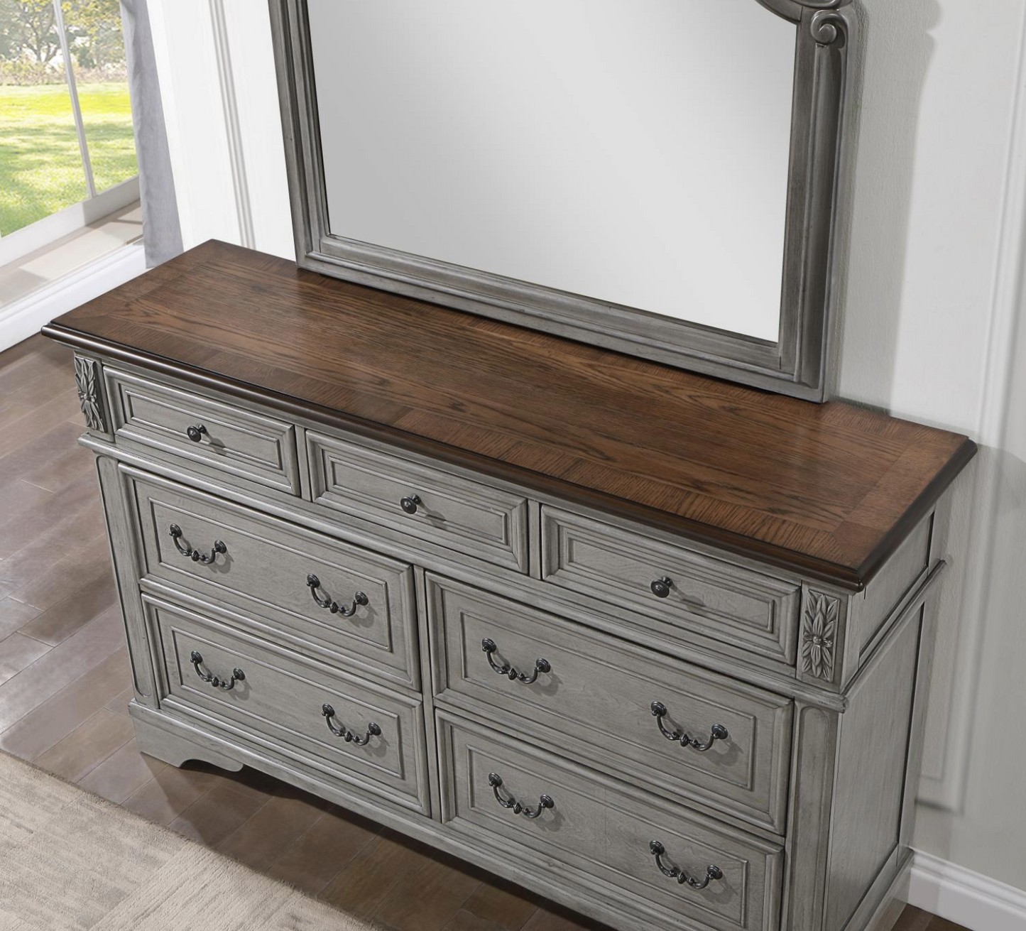 Annalee Gray Rustic Dresser with Two-Tone Wood Finish
