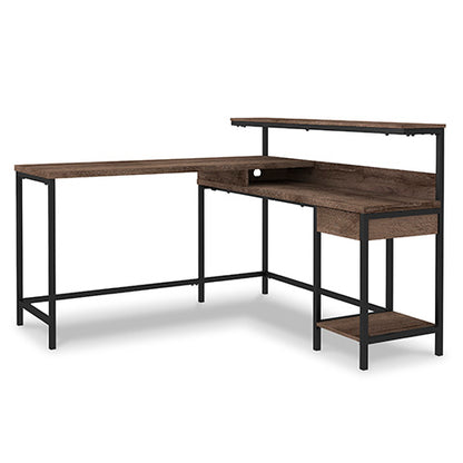 Arlenbry Gray L-Desk with Storage