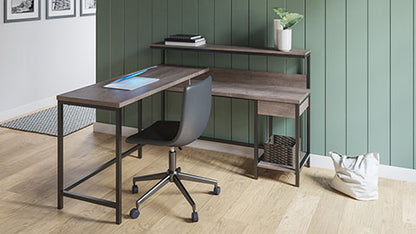 Arlenbry Gray L-Desk with Storage