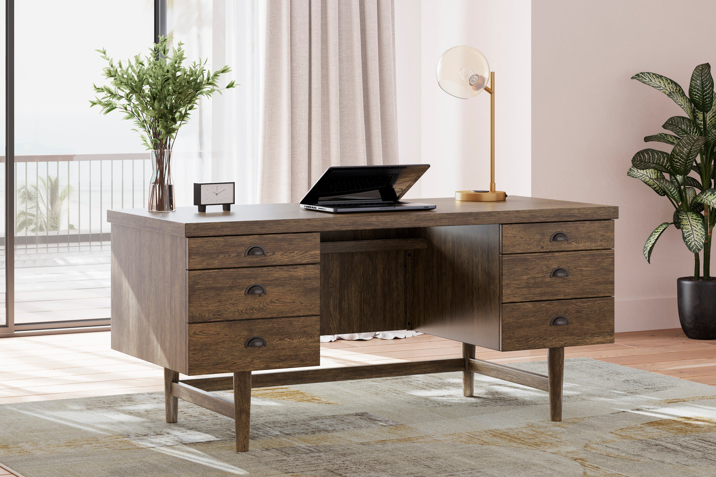 Austanny Warm Brown Home Office Desk