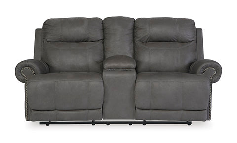 Austere Reclining Loveseat with Console