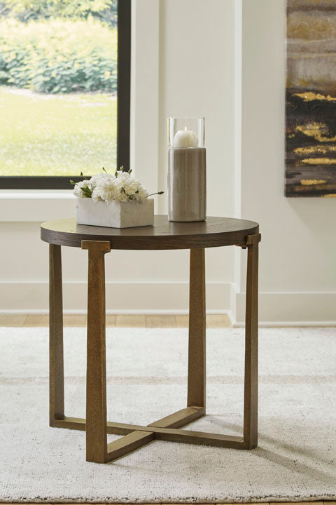 Balintmore Brown Round End Table