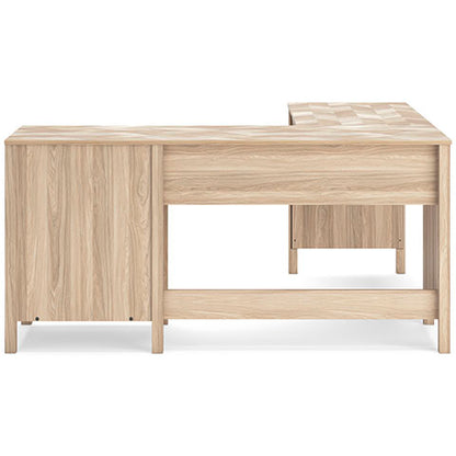 Battelle Tan 60" Home Office Desk with Return