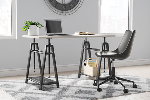 Bayflynn White and Black Adjustable Height Desk