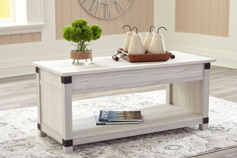 Bayflynn Whitewashed Lift-Top Coffee Table