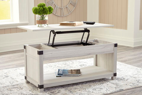 Bayflynn Whitewashed Lift-Top Coffee Table