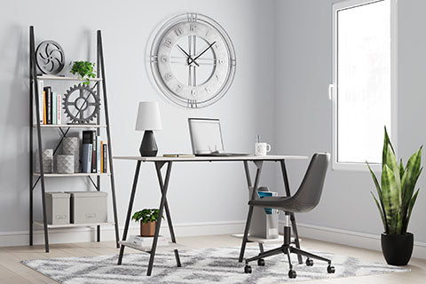 Bayflynn White and Black Home Office Desk