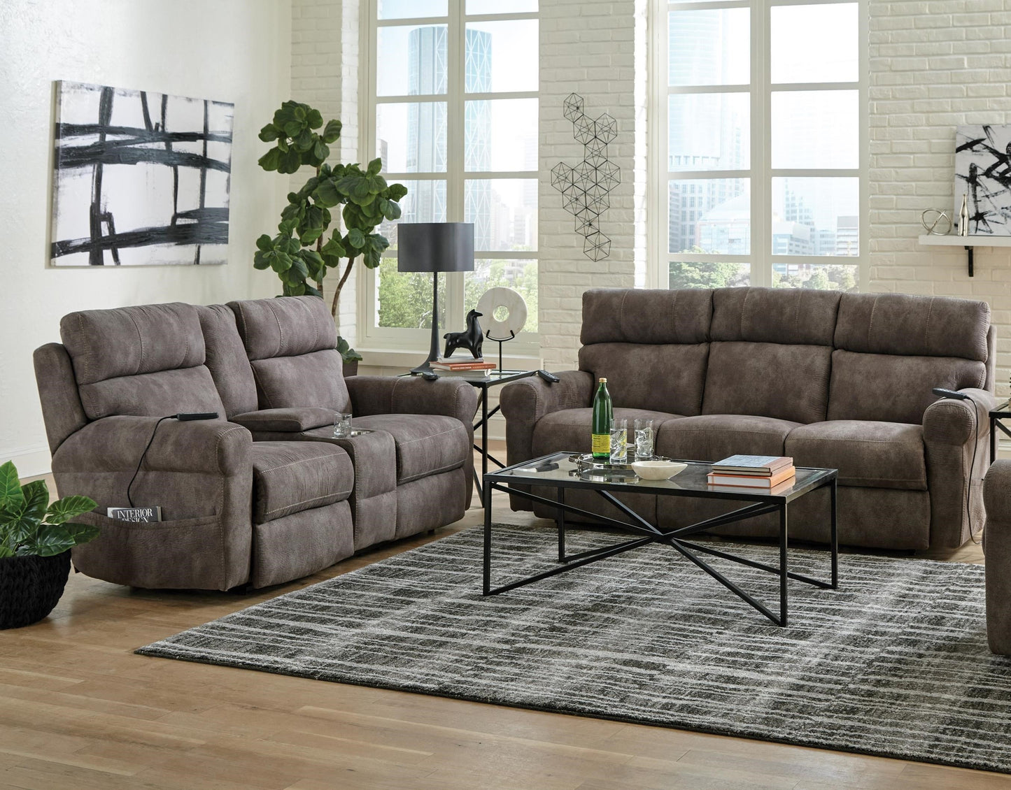 Catnapper Tranquility Pewter Three-way Power Reclining Loveseat