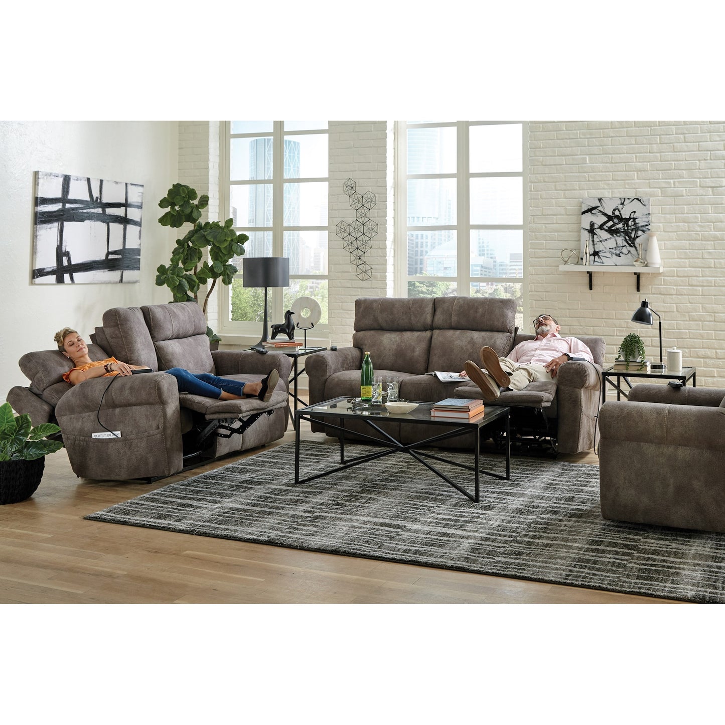 Catnapper Tranquility Pewter Three-way Power Reclining Sofa