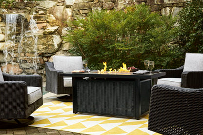 Beachcroft Black Outdoor Swivel Lounge with Cushion Set