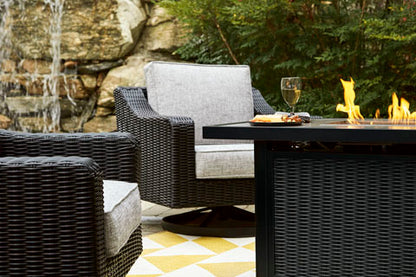 Beachcroft Black Outdoor Swivel Lounge with Cushion Set