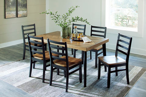 Blondon Two-Tone Dining Table and 6 Chairs Set