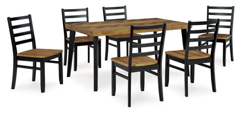 Blondon Two-Tone Dining Table and 6 Chairs Set