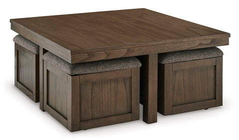 Boardernest Brown Coffee Table with 4 Stools